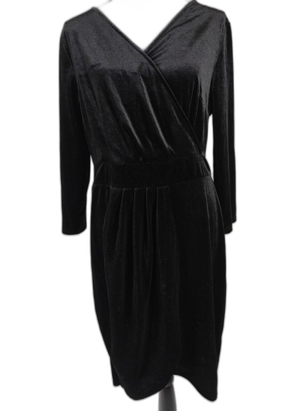 Women’s InsNova Velvet Wrap Dress Black Size L NWT